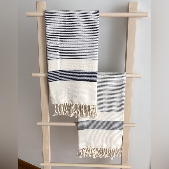 Olive and Linen Other - Set of Two Olive and Linen Pixel Turkish Towel / Throw